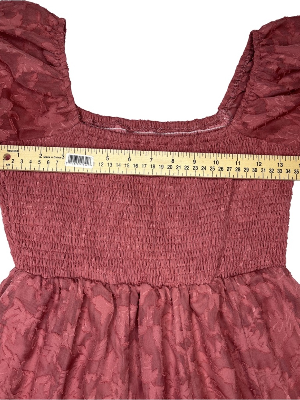 Dusty Rose Polyester Dress with Smocked Bodice small - Picture 5 of 7